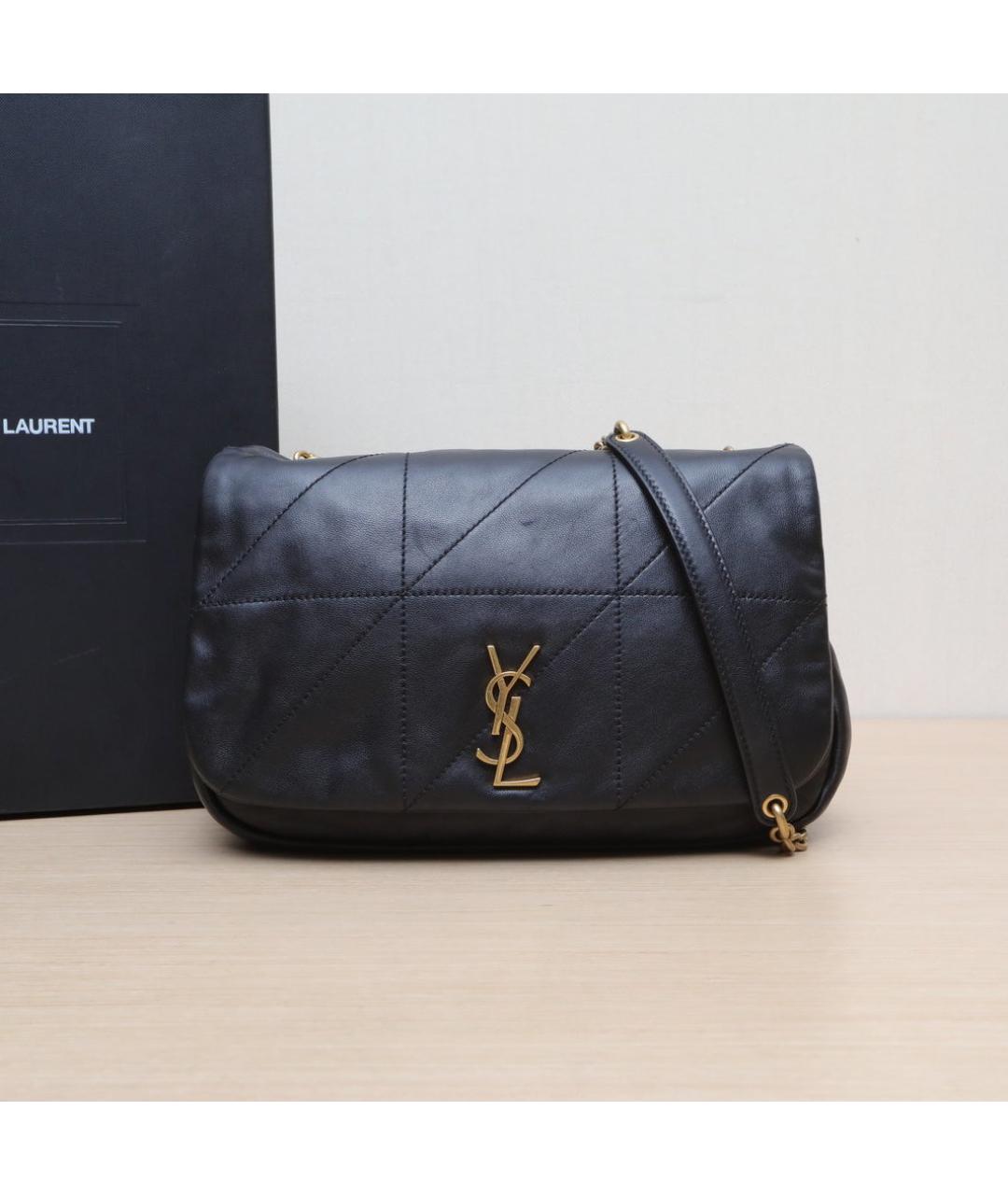 SAINT LAURENT Черная кожаная сумка через плечо, фото 2