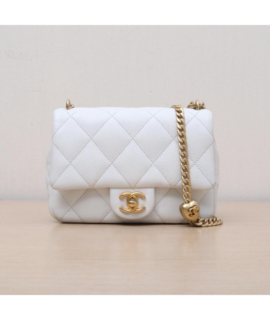 CHANEL Белая кожаная сумка через плечо, фото 3