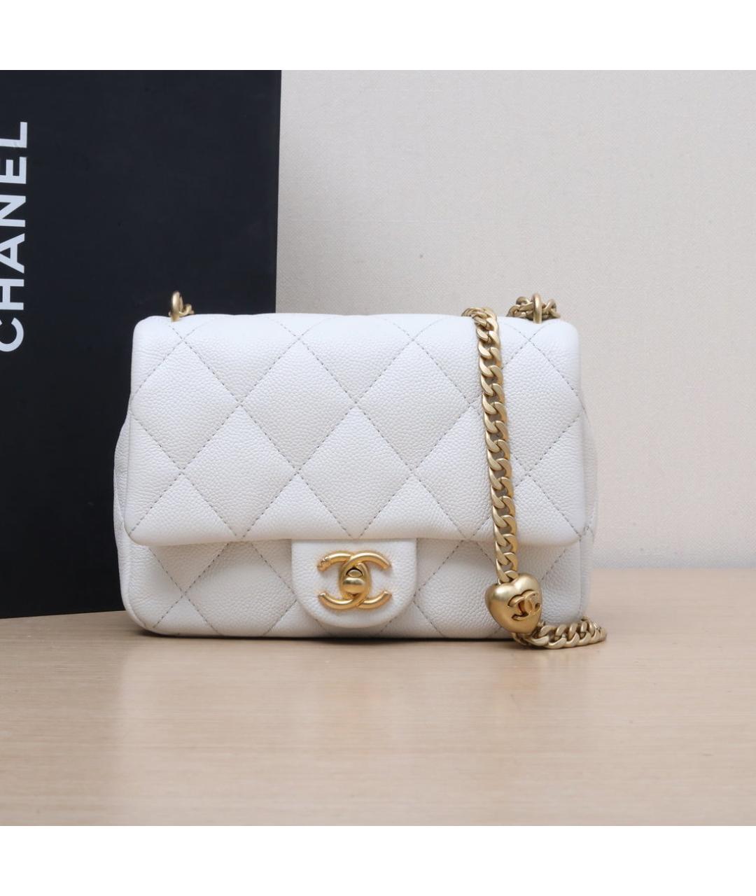 CHANEL Белая кожаная сумка через плечо, фото 2