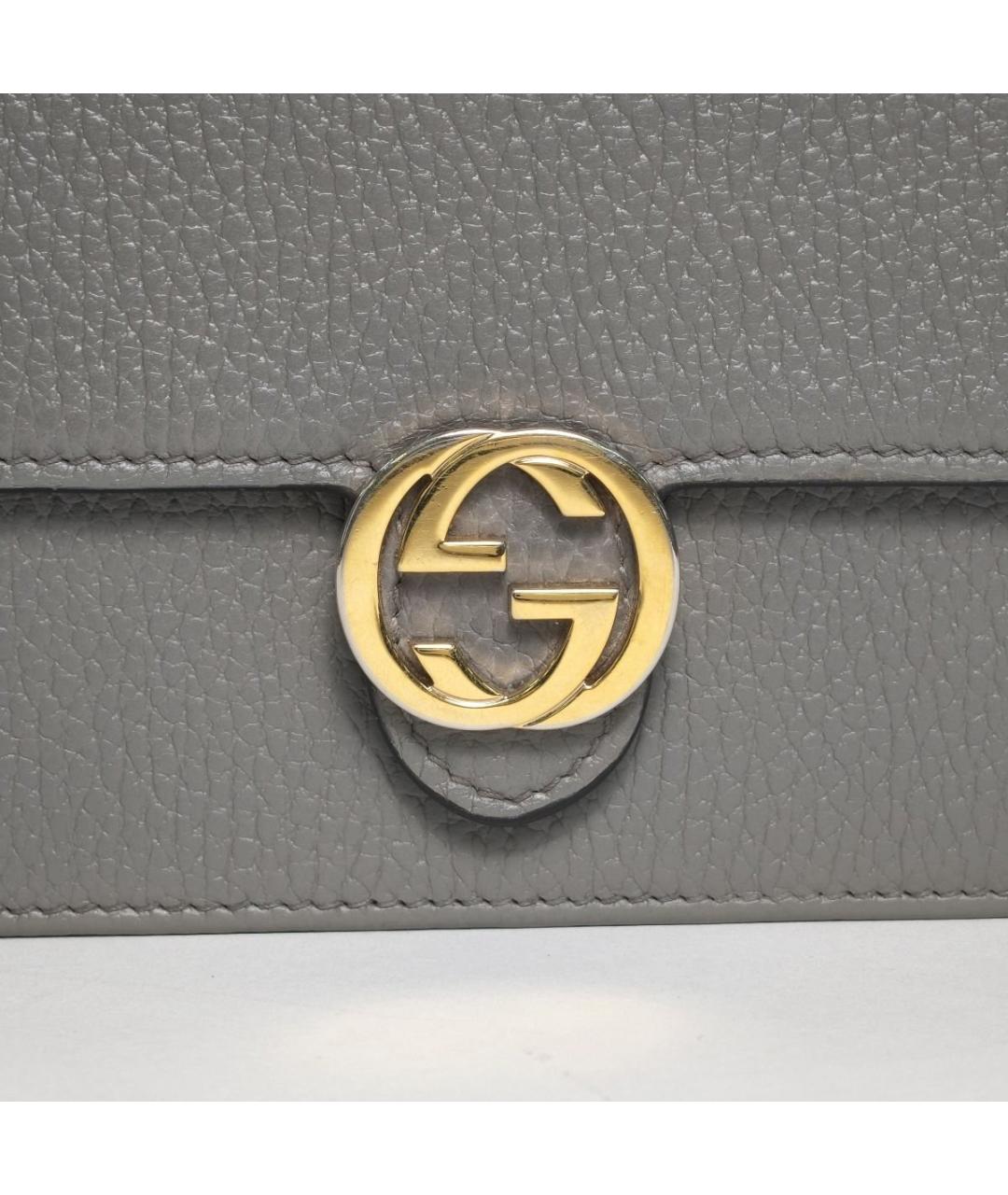 GUCCI Серая кожаная сумка через плечо, фото 7