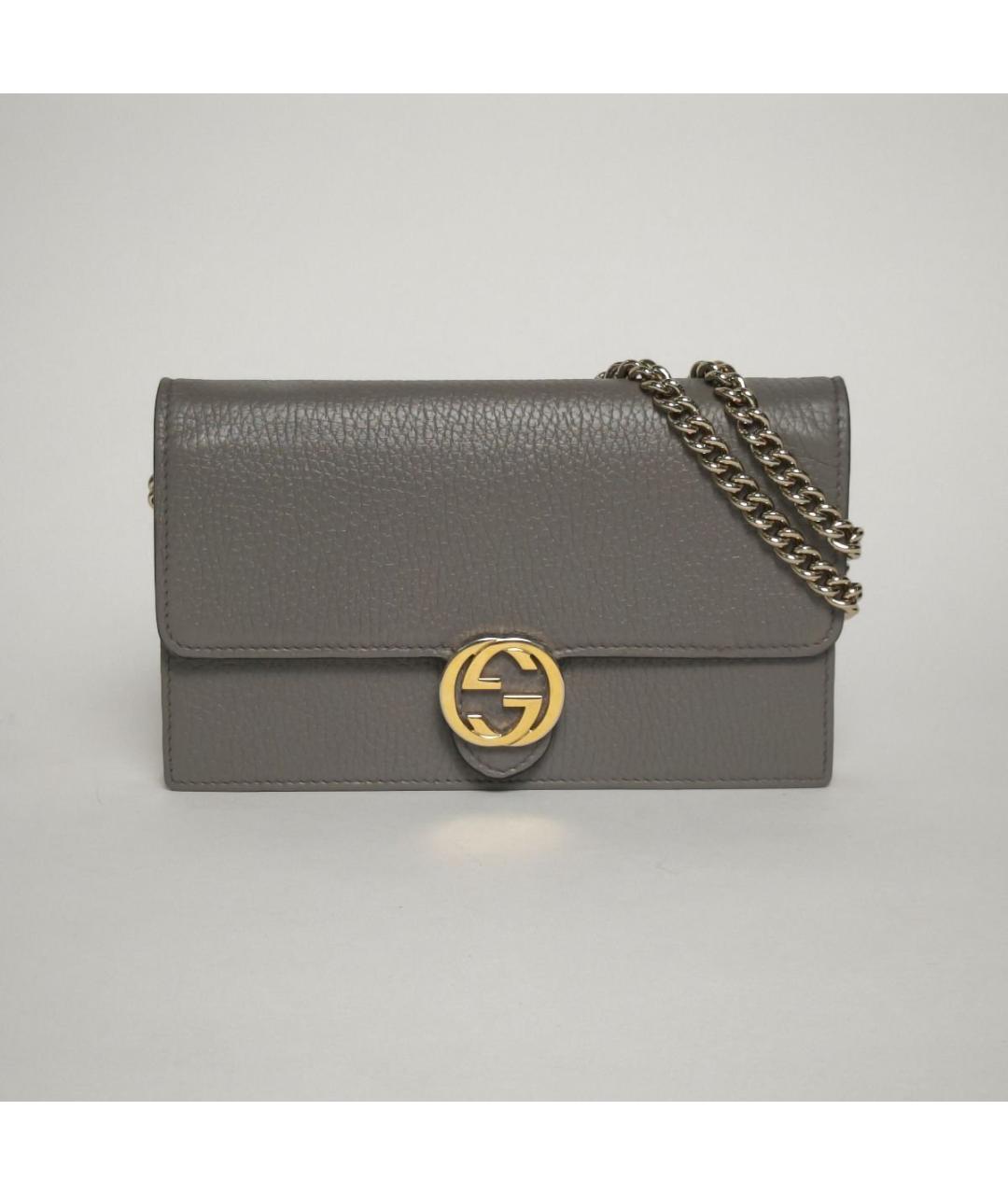 GUCCI Серая кожаная сумка через плечо, фото 2