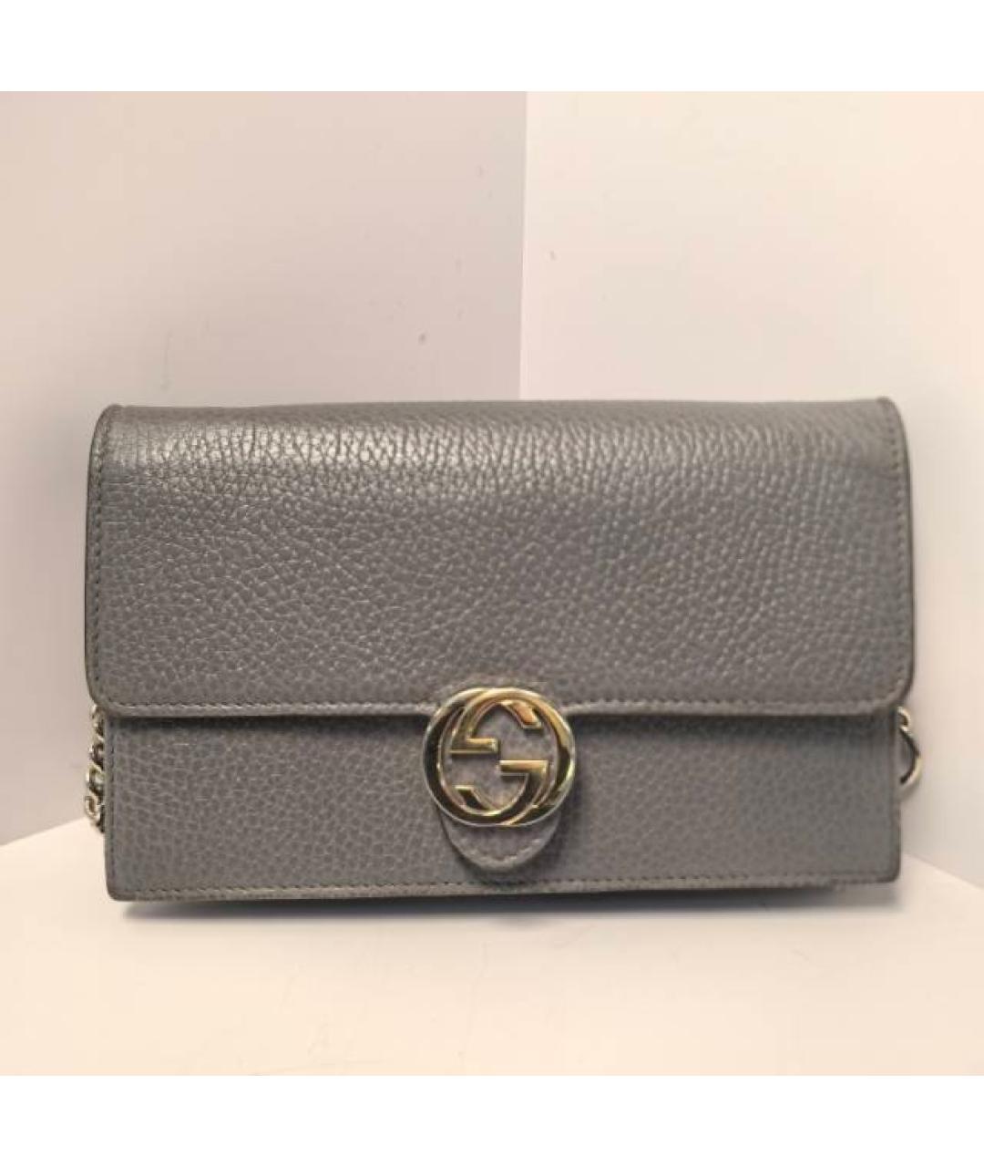 GUCCI Серая кожаная сумка через плечо, фото 8