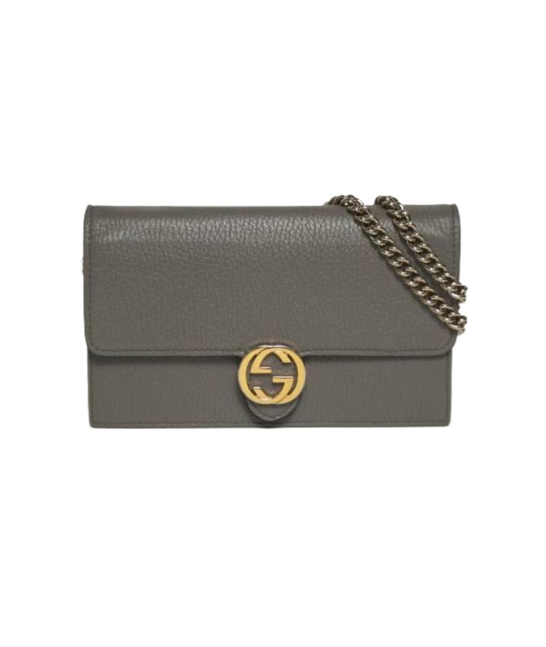 GUCCI Серая кожаная сумка через плечо, фото 1