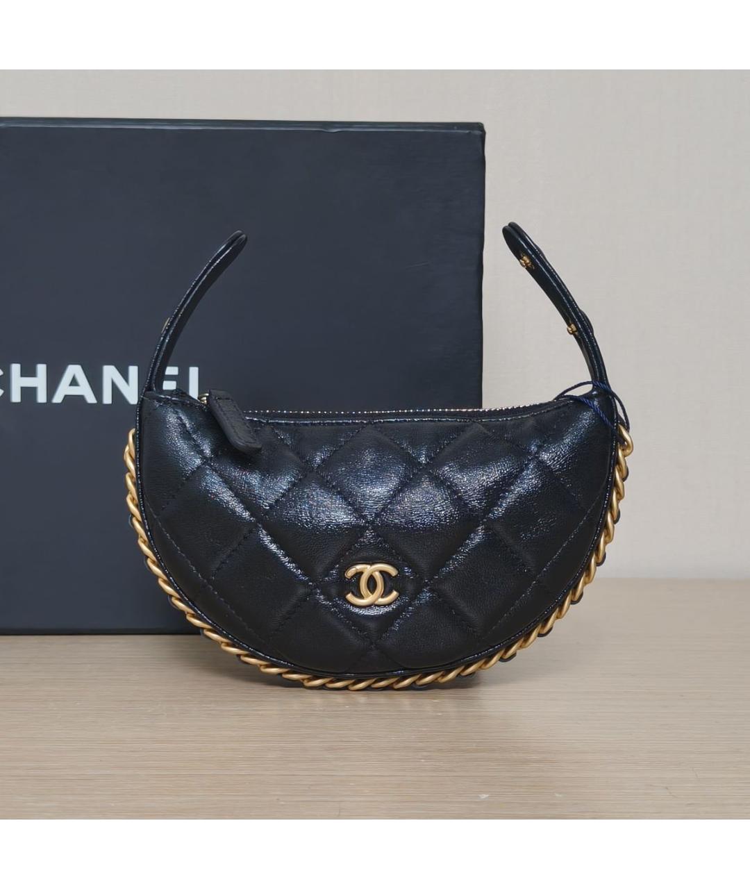 CHANEL Черная кожаная сумка через плечо, фото 6