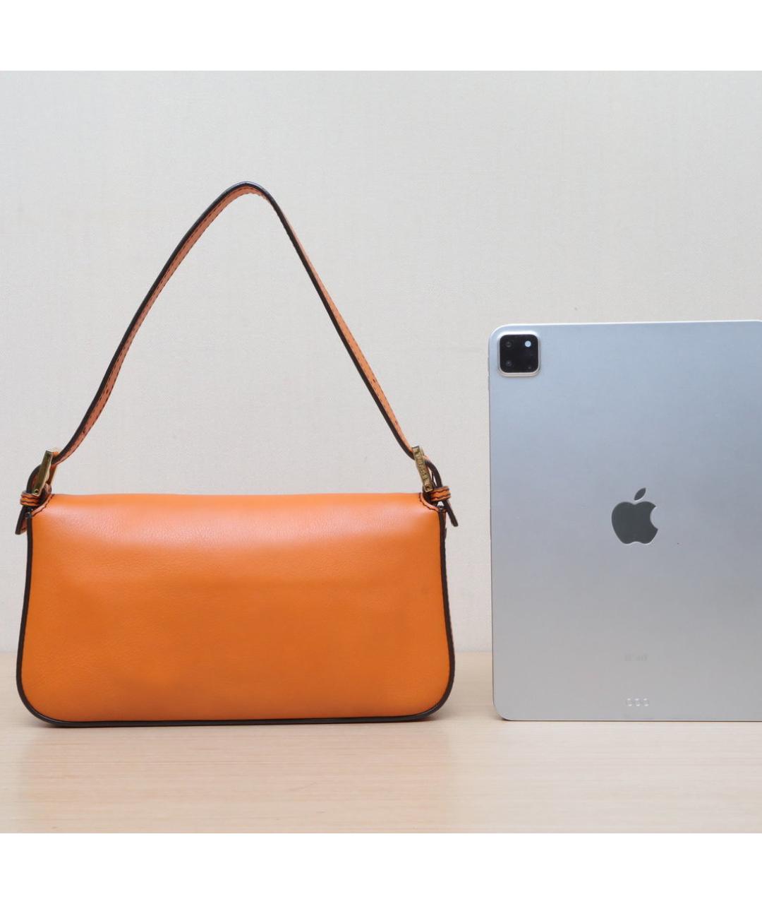 FENDI Оранжевая кожаная сумка через плечо, фото 6