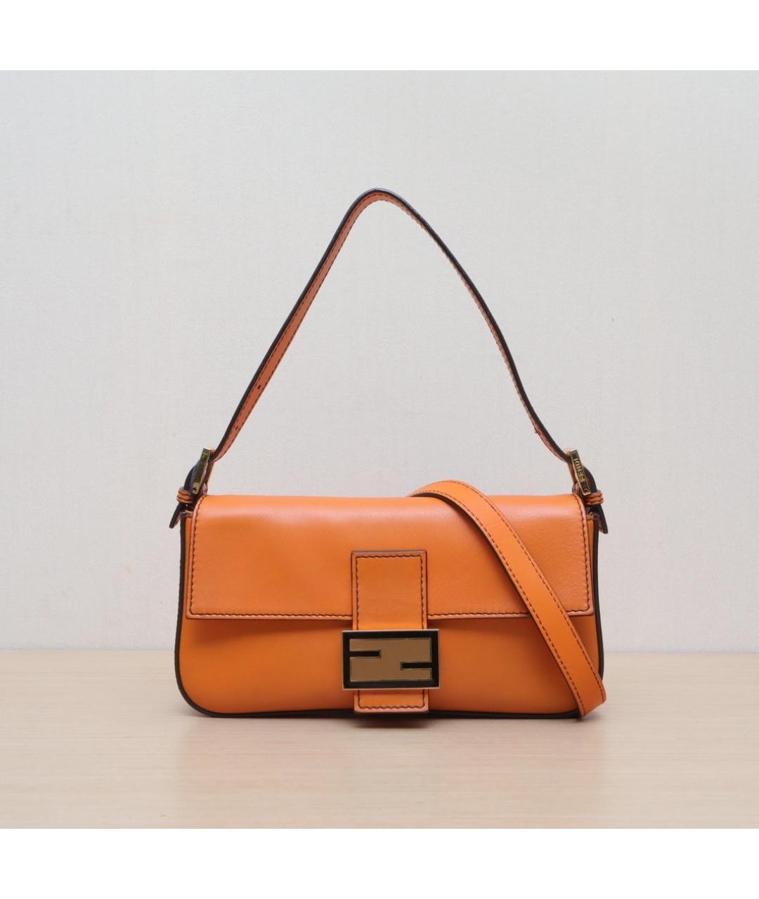 FENDI Оранжевая кожаная сумка через плечо, фото 3