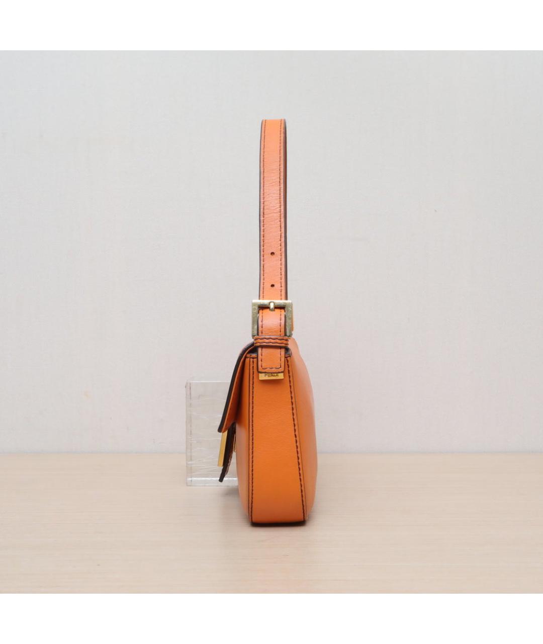 FENDI Оранжевая кожаная сумка через плечо, фото 4