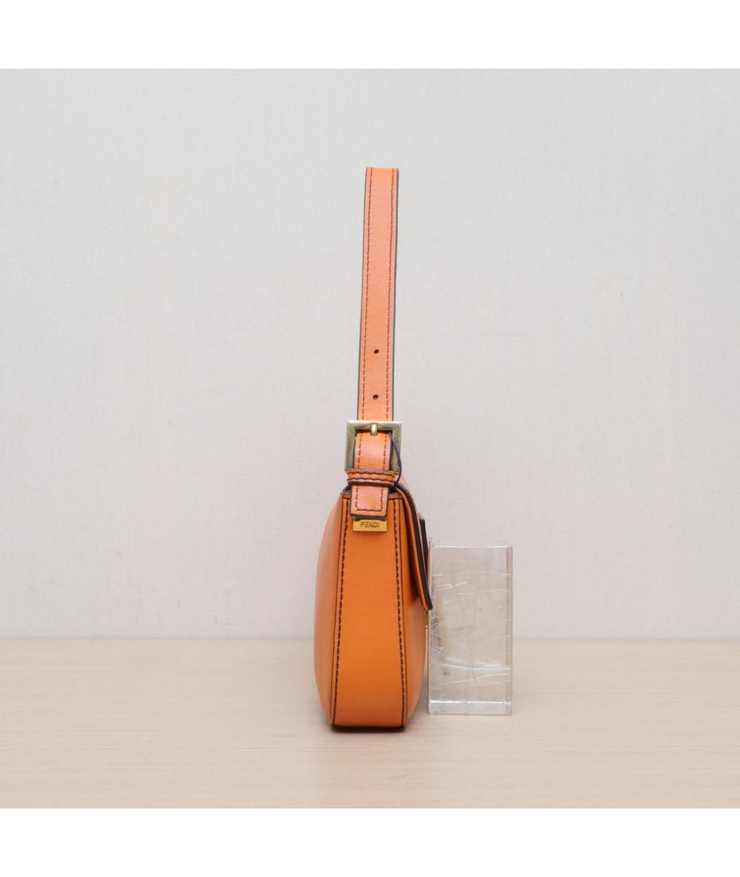 FENDI Оранжевая кожаная сумка через плечо, фото 5