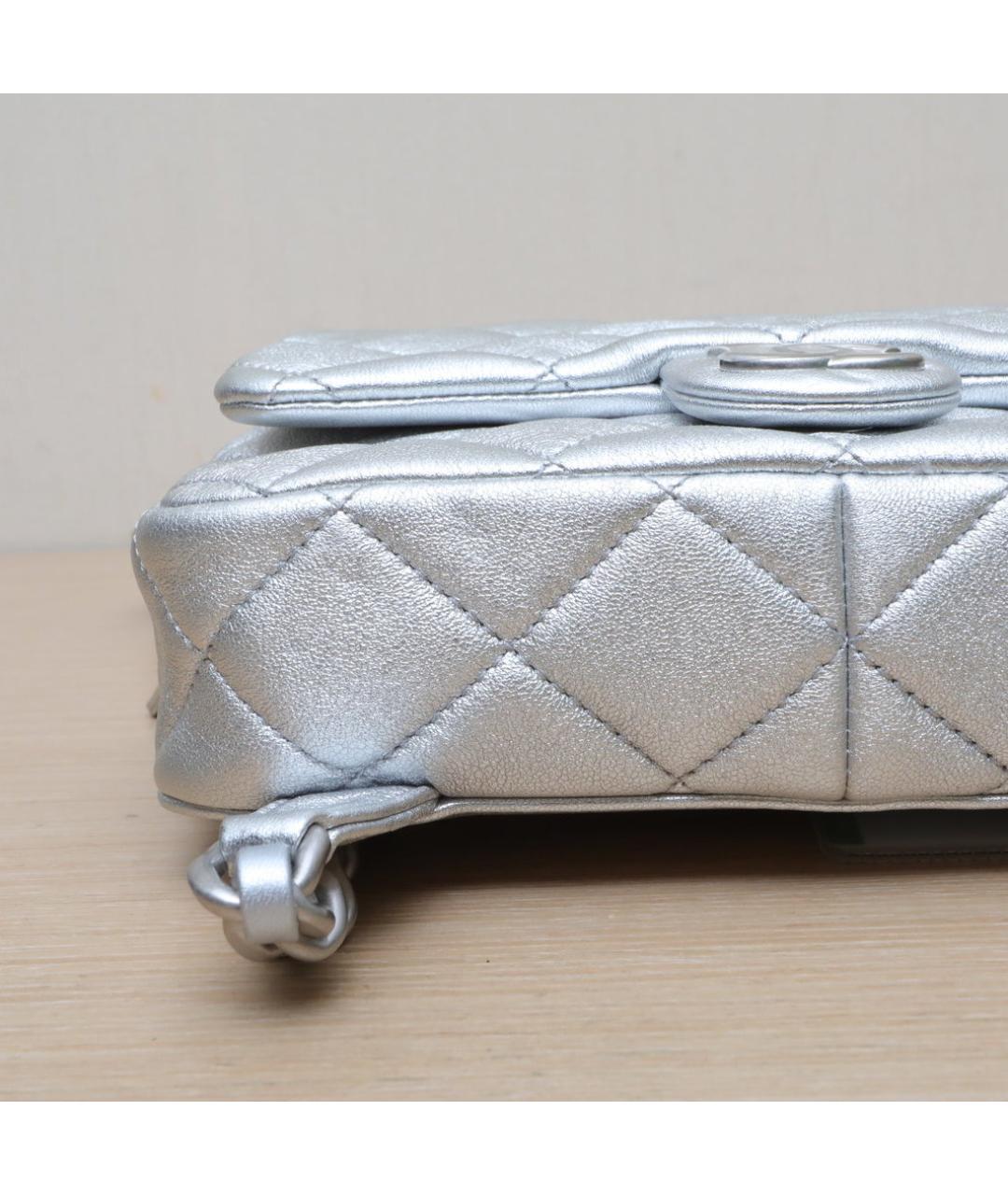 CHANEL Серебряная кожаная сумка через плечо, фото 9