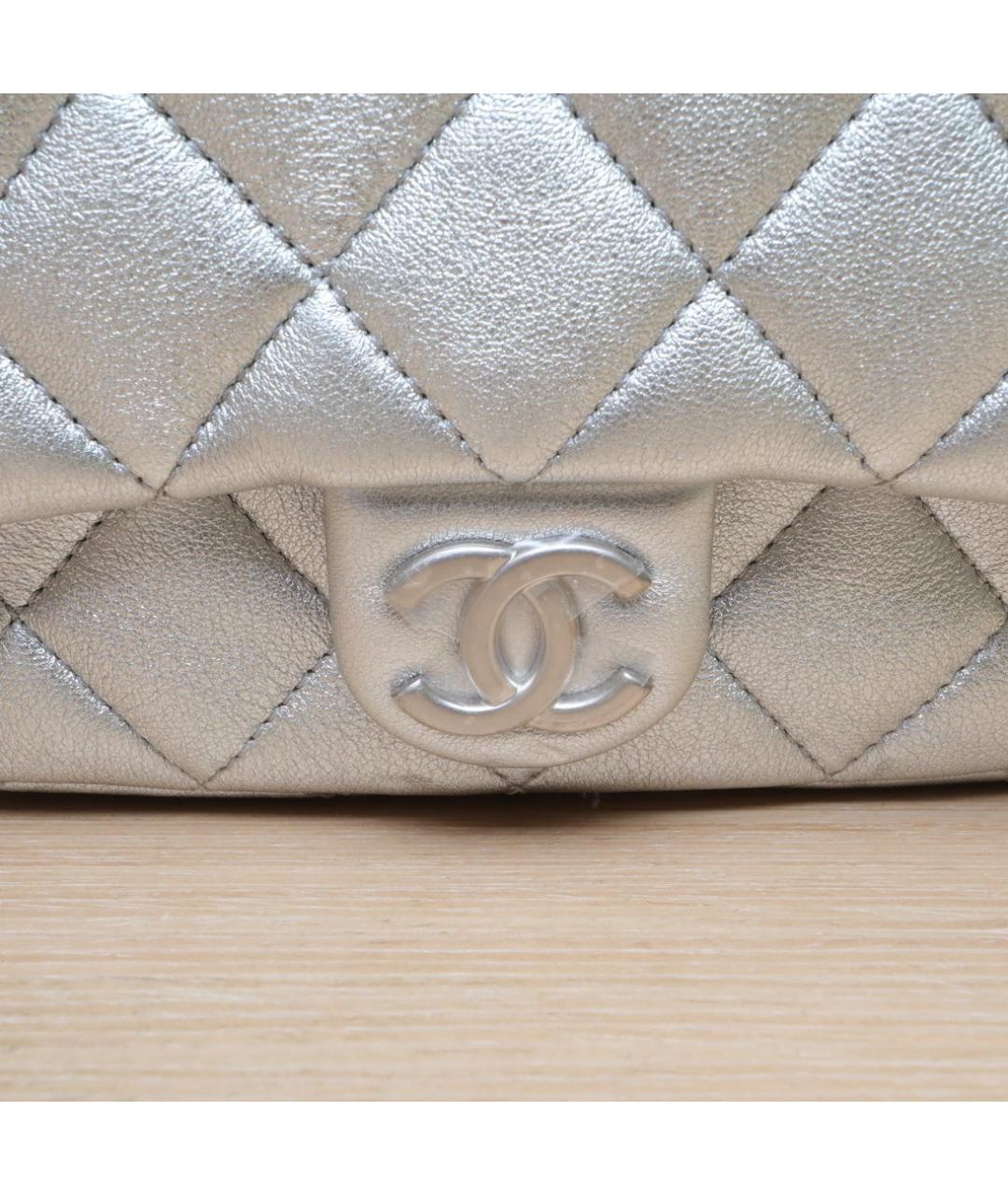 CHANEL Серебряная кожаная сумка через плечо, фото 8