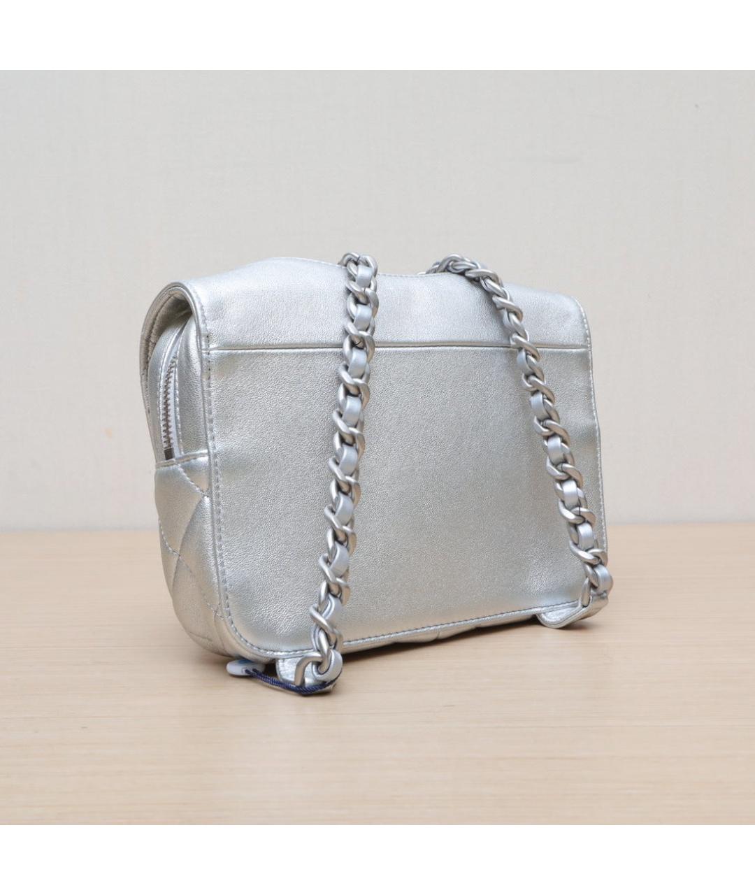 CHANEL Серебряная кожаная сумка через плечо, фото 6