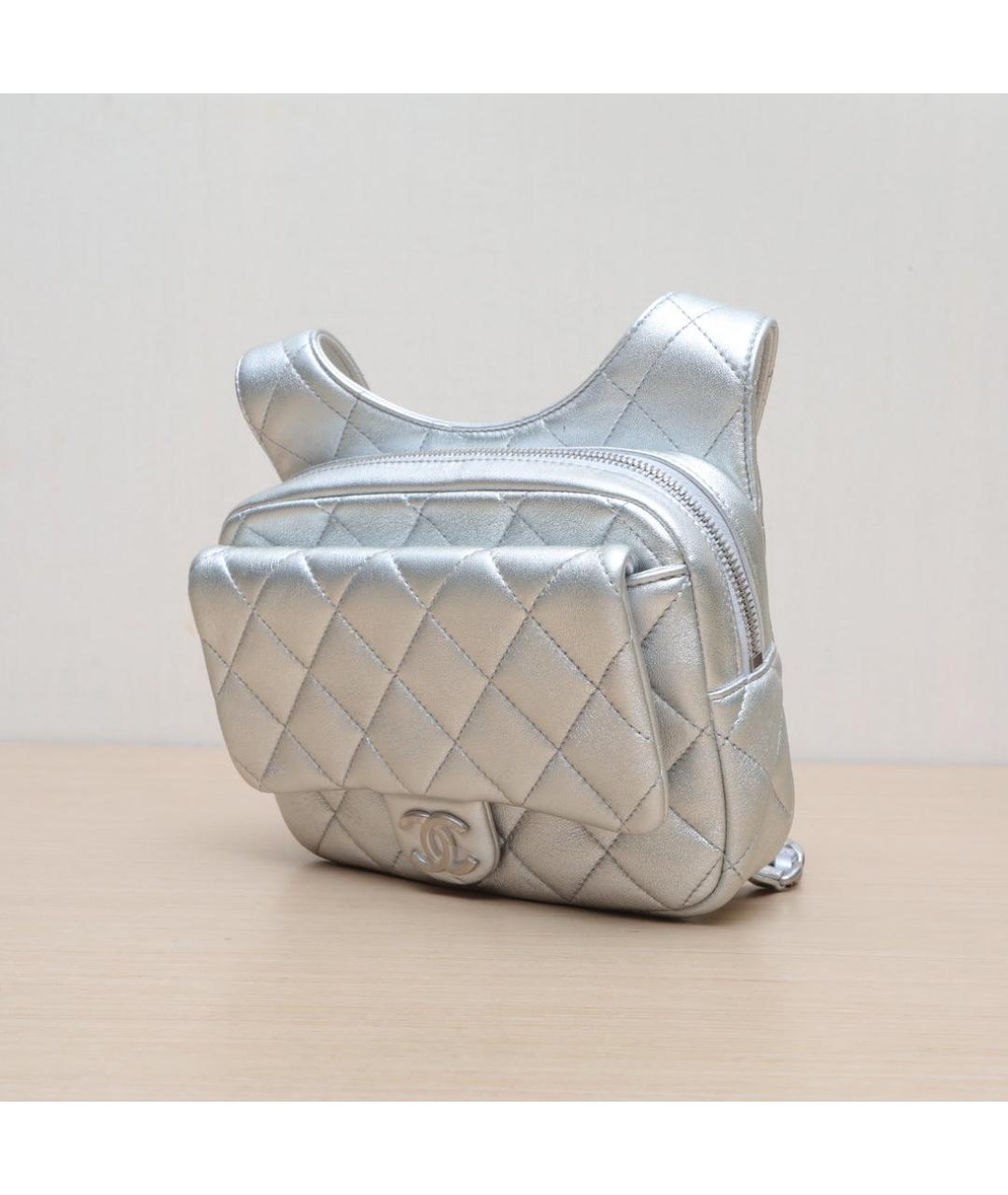 CHANEL Серебряная кожаная сумка через плечо, фото 4