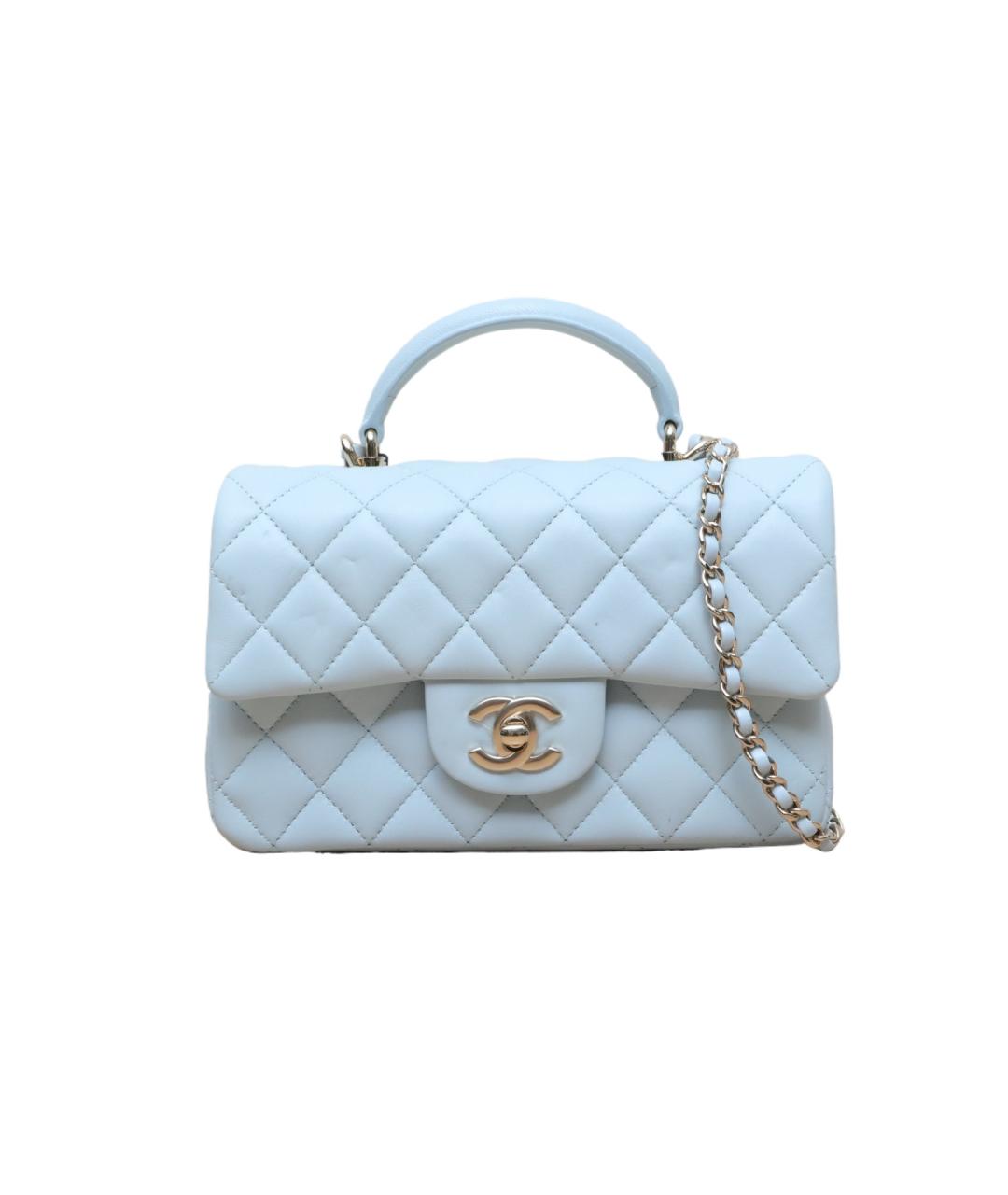 CHANEL Голубая кожаная сумка через плечо, фото 1