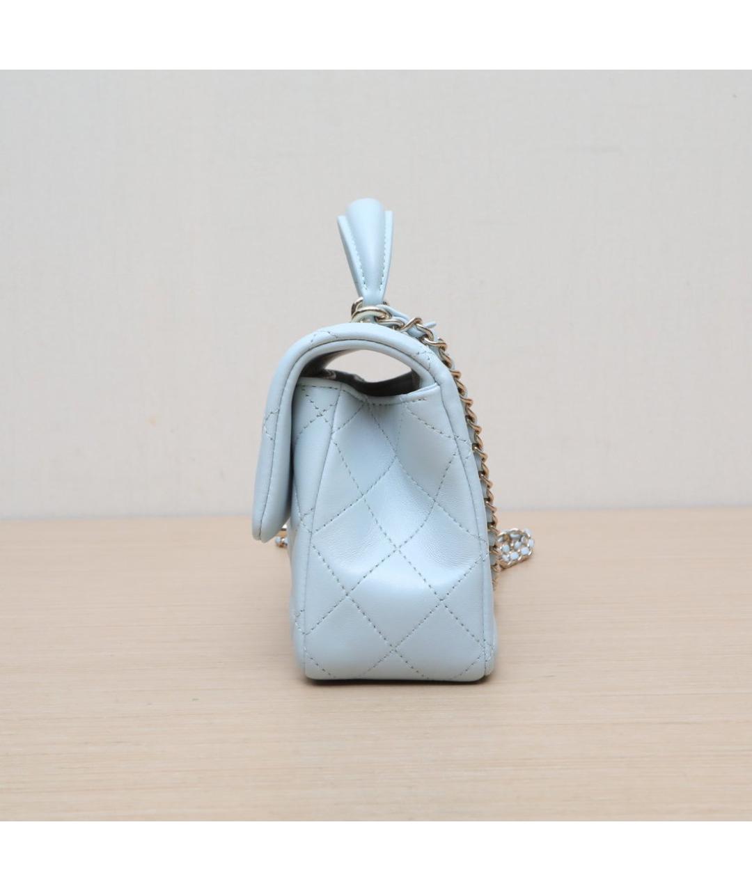 CHANEL Голубая кожаная сумка через плечо, фото 5