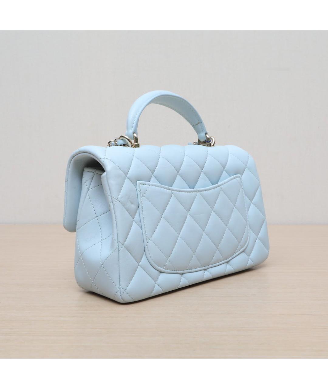 CHANEL Голубая кожаная сумка через плечо, фото 6