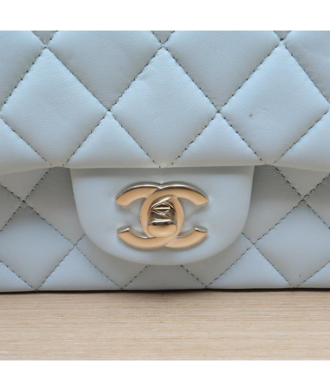 CHANEL Голубая кожаная сумка через плечо, фото 8