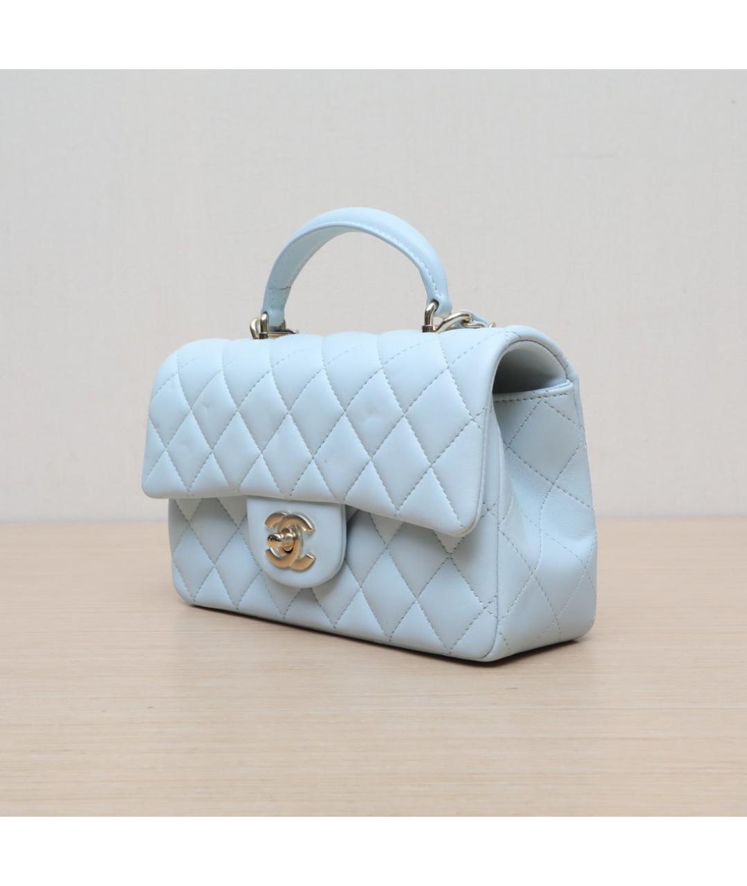 CHANEL Голубая кожаная сумка через плечо, фото 4