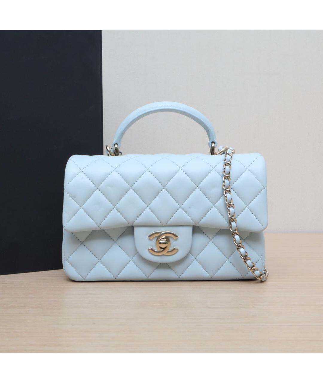 CHANEL Голубая кожаная сумка через плечо, фото 2