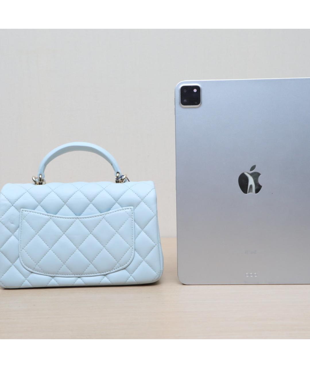 CHANEL Голубая кожаная сумка через плечо, фото 7