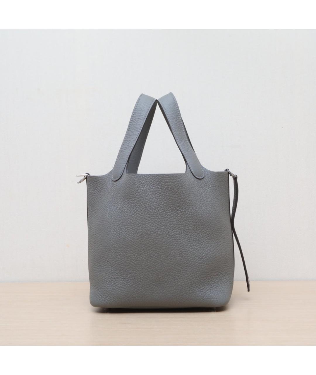 HERMES Серая кожаная сумка через плечо, фото 4