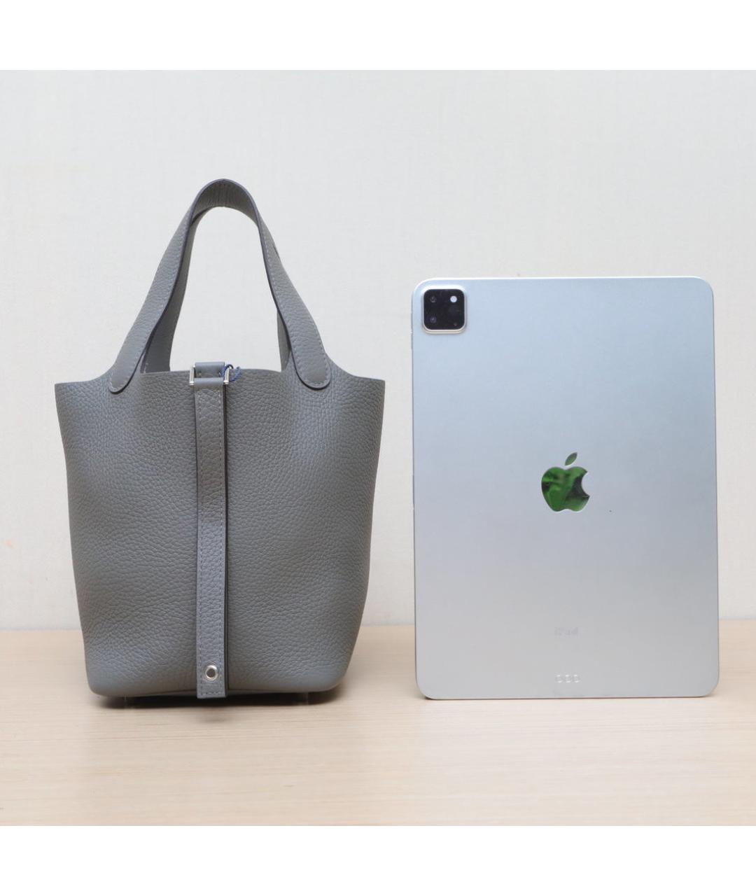 HERMES Серая кожаная сумка через плечо, фото 6