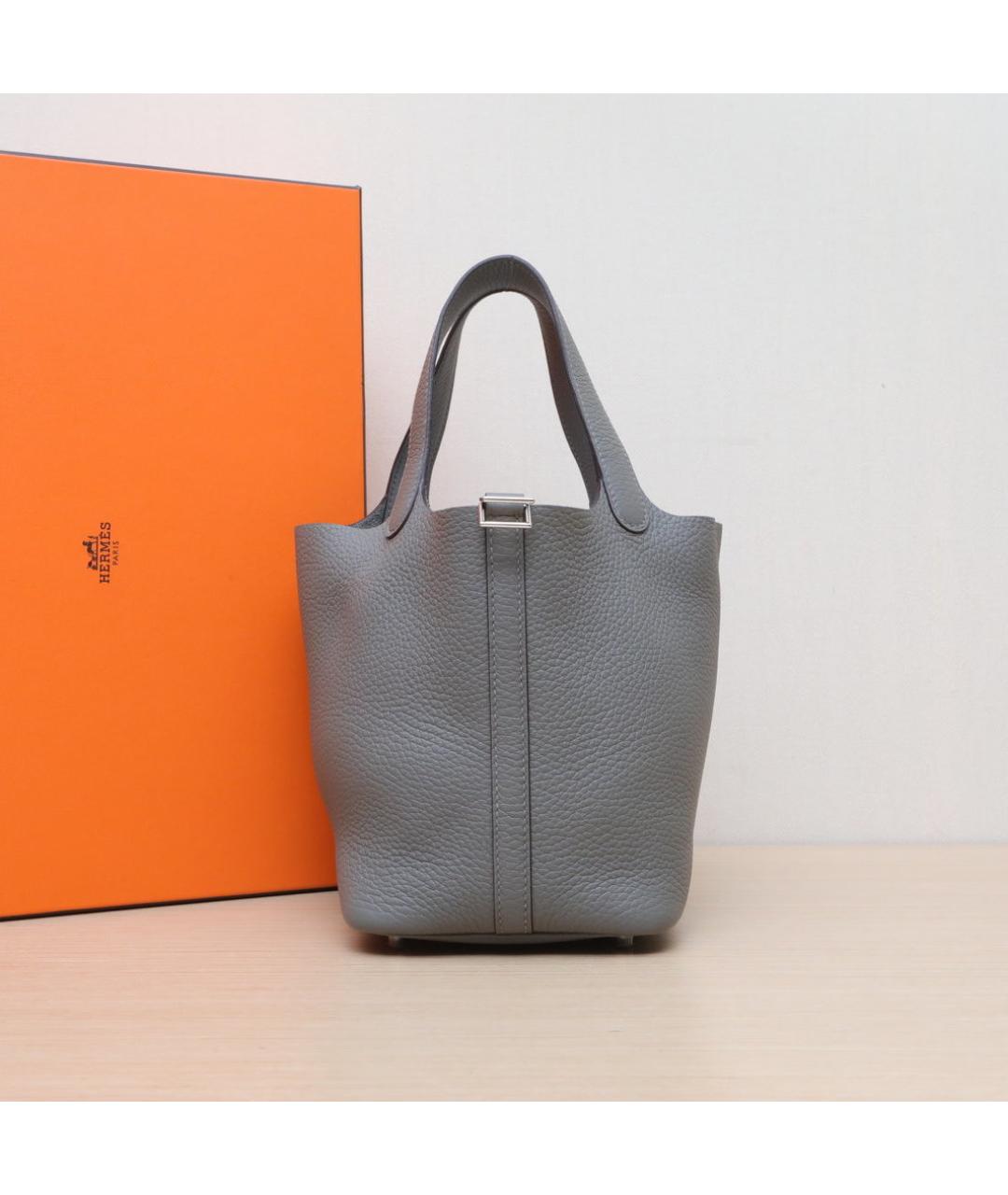 HERMES Серая кожаная сумка через плечо, фото 2