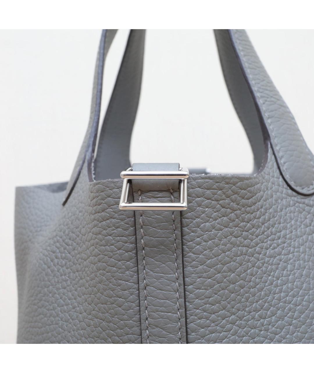 HERMES Серая кожаная сумка через плечо, фото 7