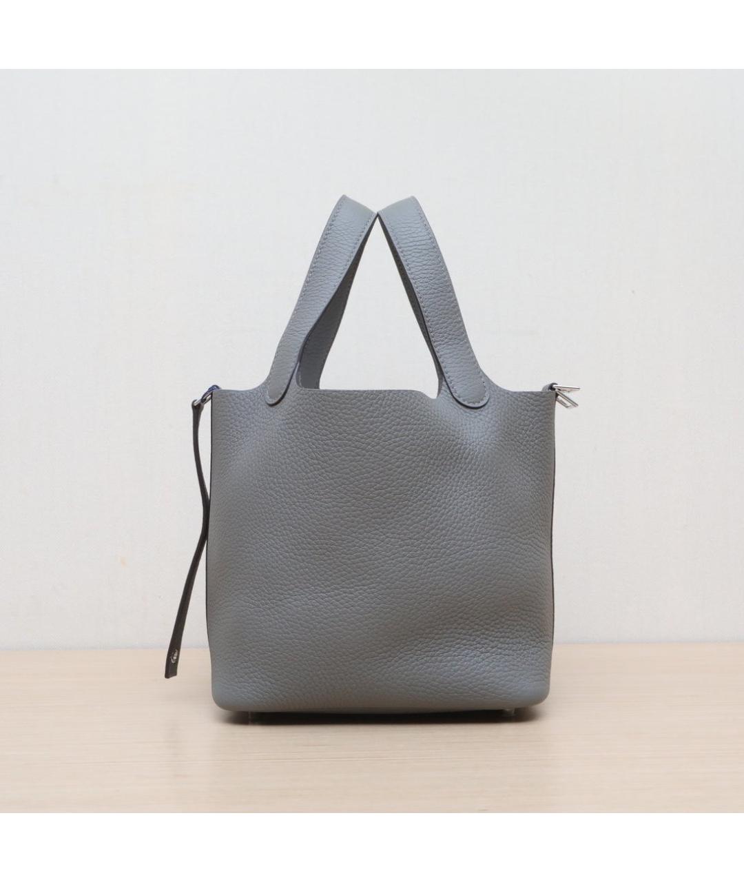 HERMES Серая кожаная сумка через плечо, фото 5