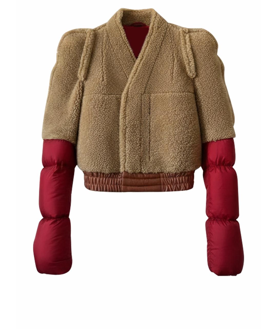 RICK OWENS Красный меховой пуховик, фото 1