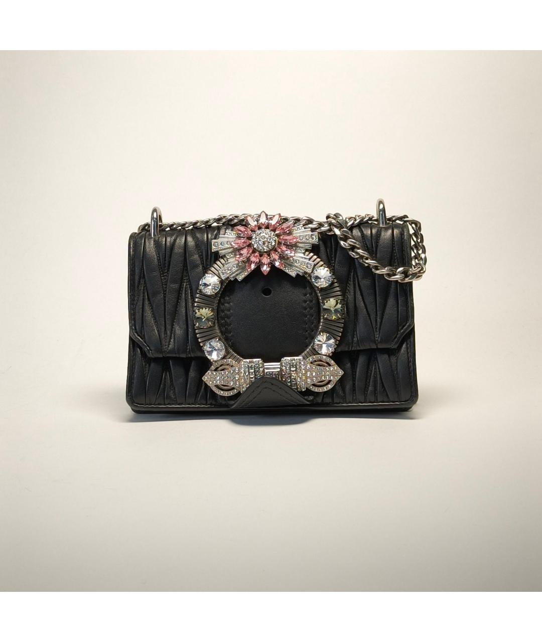 MIU MIU Черная кожаная сумка через плечо, фото 2