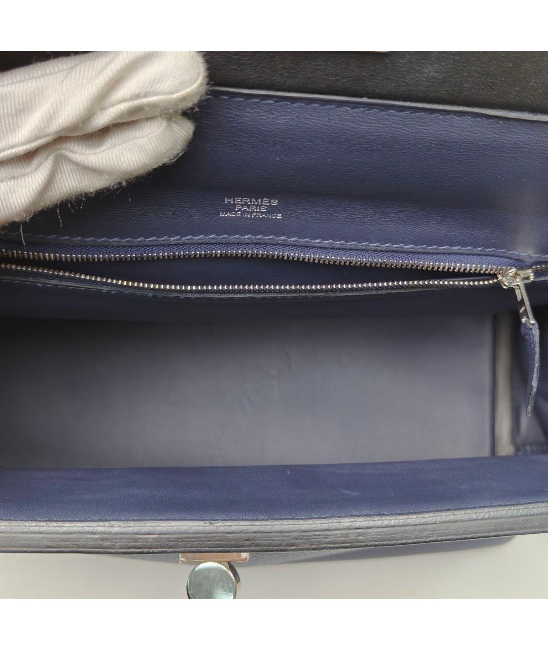 HERMES Темно-синяя кожаная сумка через плечо, фото 8