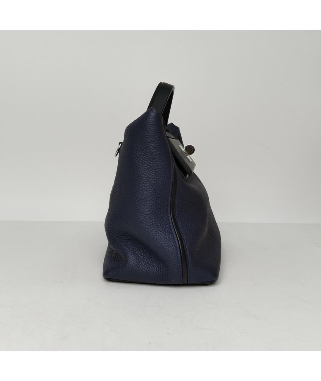 HERMES Темно-синяя кожаная сумка через плечо, фото 5