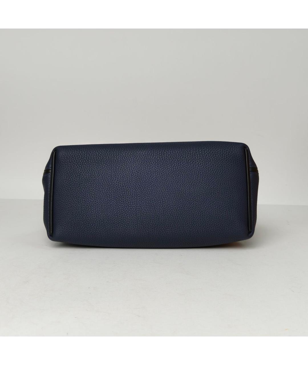 HERMES Темно-синяя кожаная сумка через плечо, фото 6