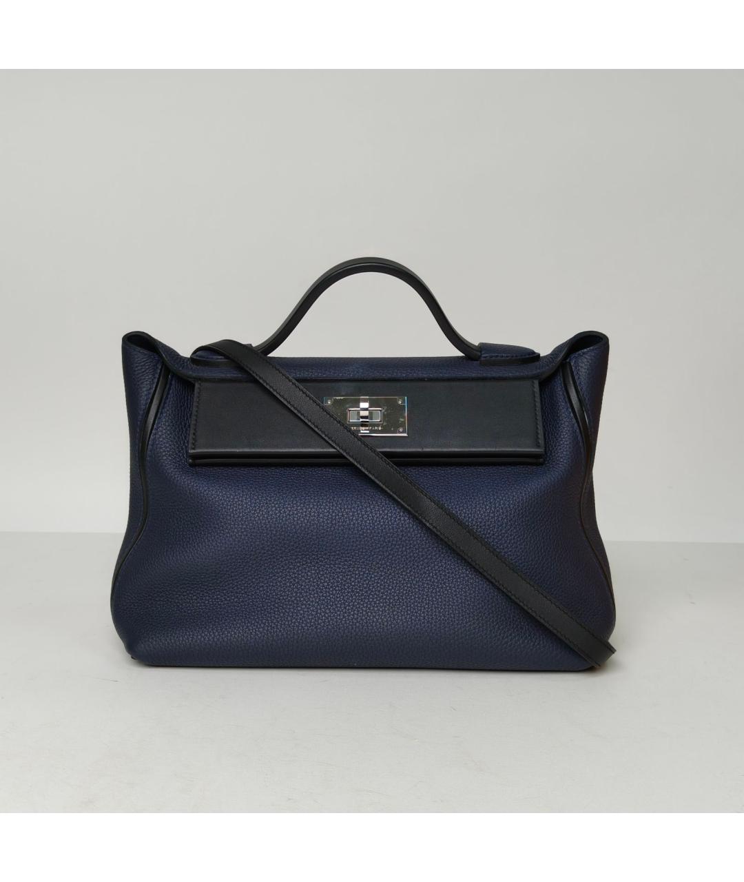 HERMES Темно-синяя кожаная сумка через плечо, фото 2