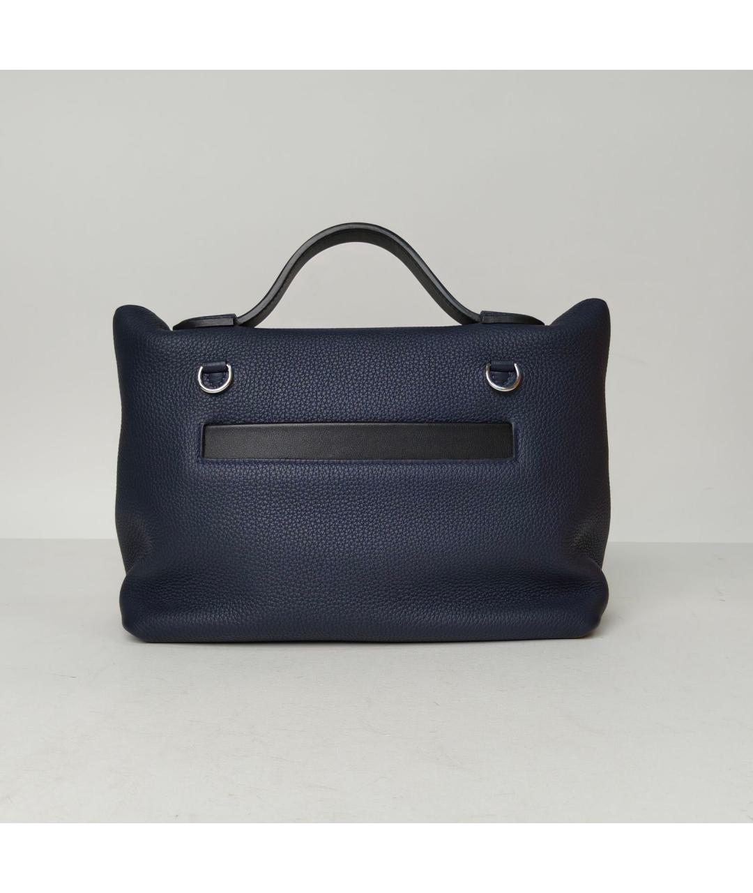 HERMES Темно-синяя кожаная сумка через плечо, фото 4