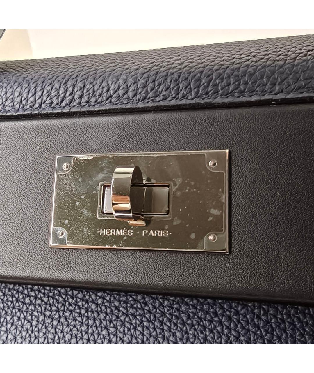 HERMES Темно-синяя кожаная сумка через плечо, фото 7