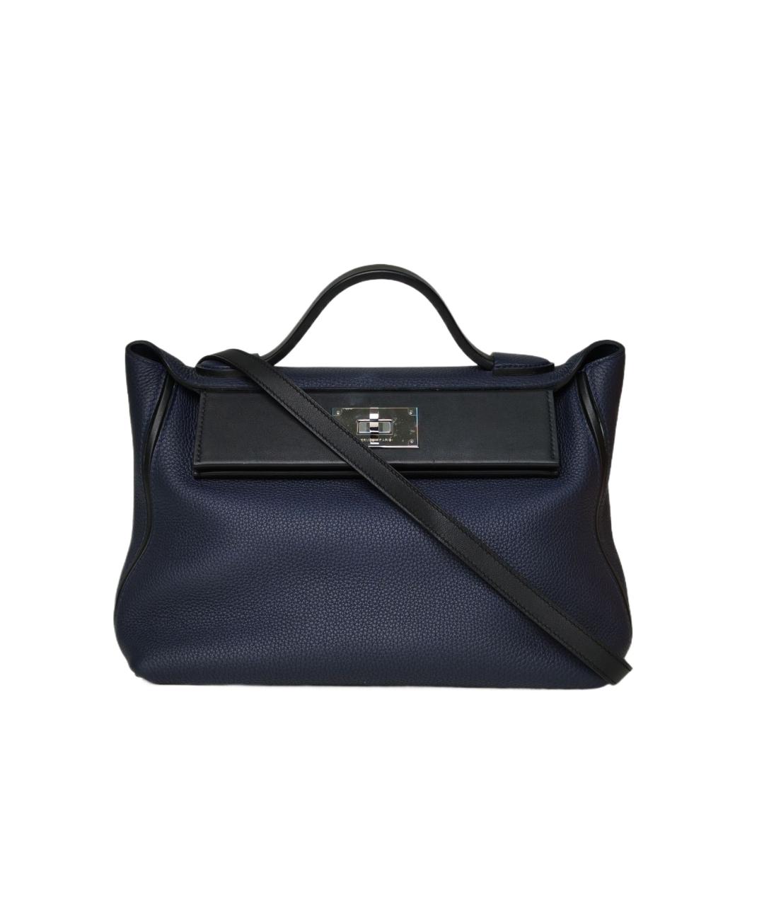 HERMES Темно-синяя кожаная сумка через плечо, фото 1