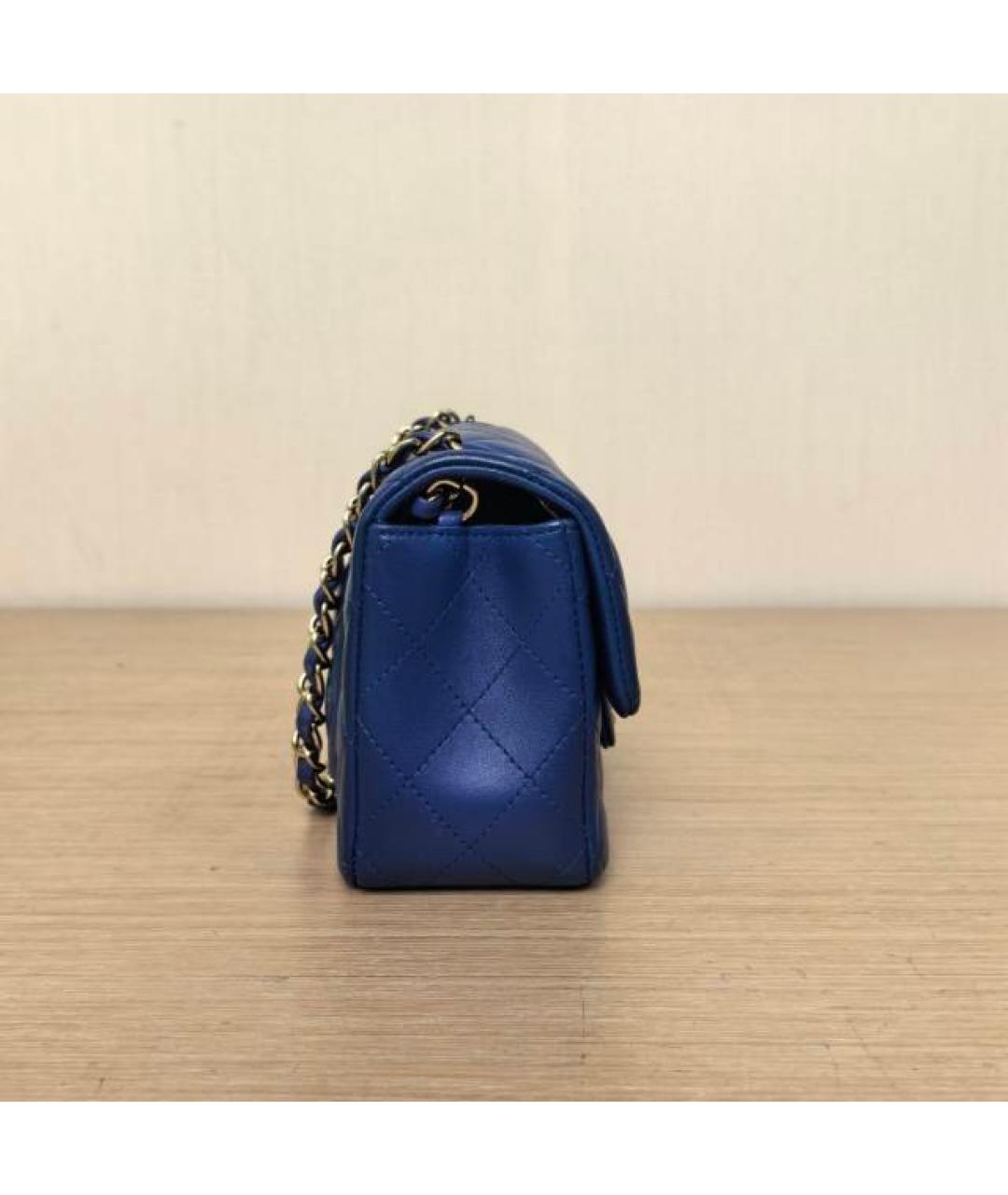 CHANEL Темно-синяя кожаная сумка через плечо, фото 5