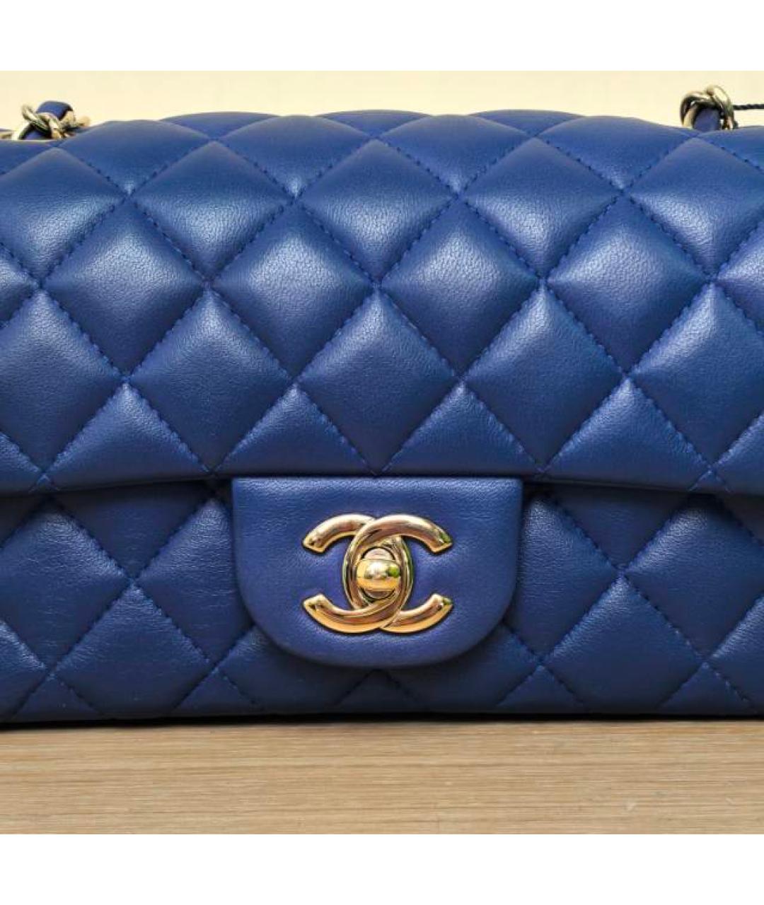 CHANEL Темно-синяя кожаная сумка через плечо, фото 3