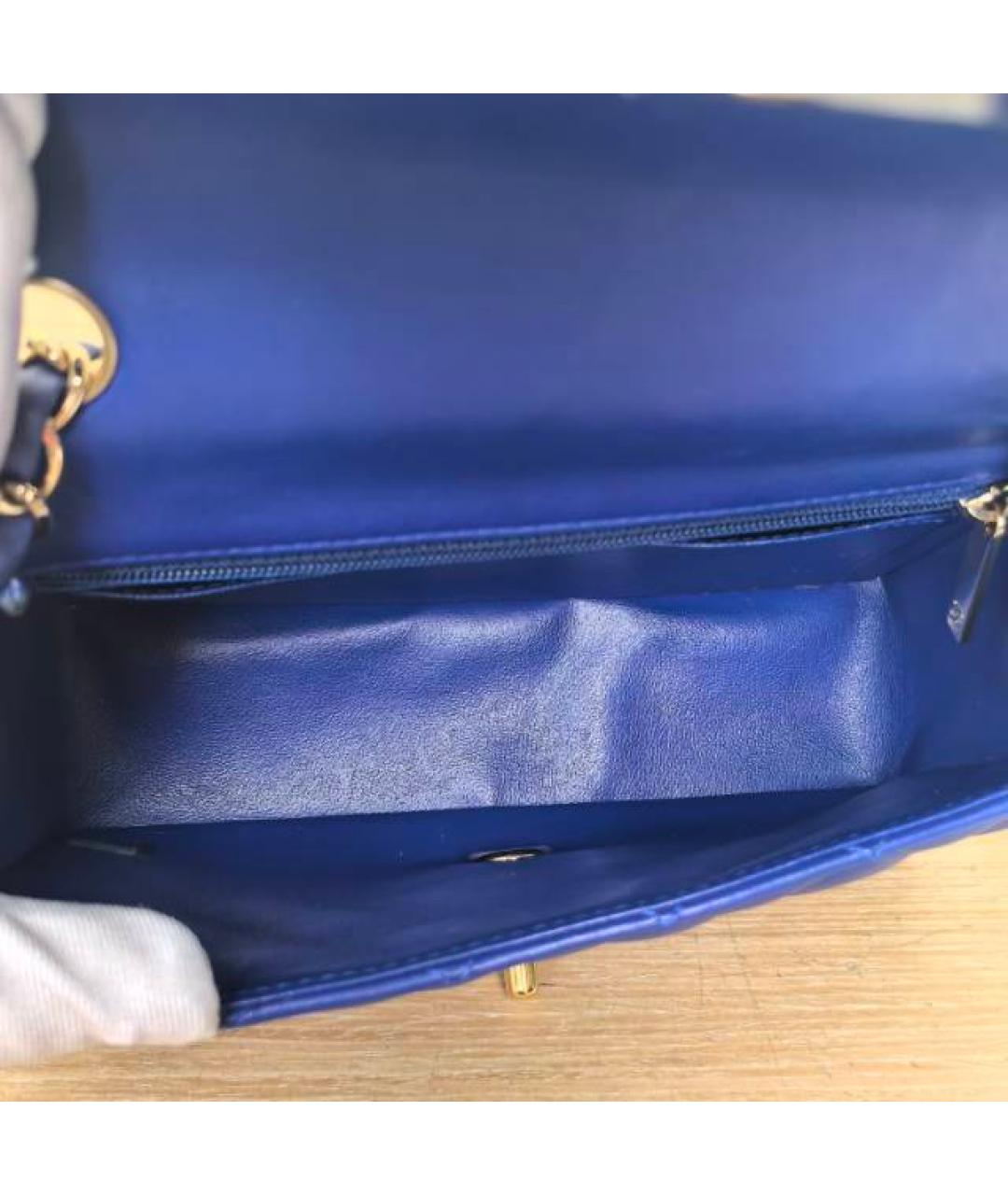 CHANEL Темно-синяя кожаная сумка через плечо, фото 4