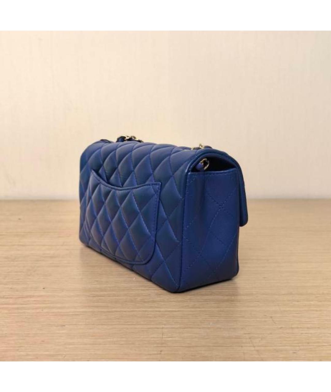 CHANEL Темно-синяя кожаная сумка через плечо, фото 9