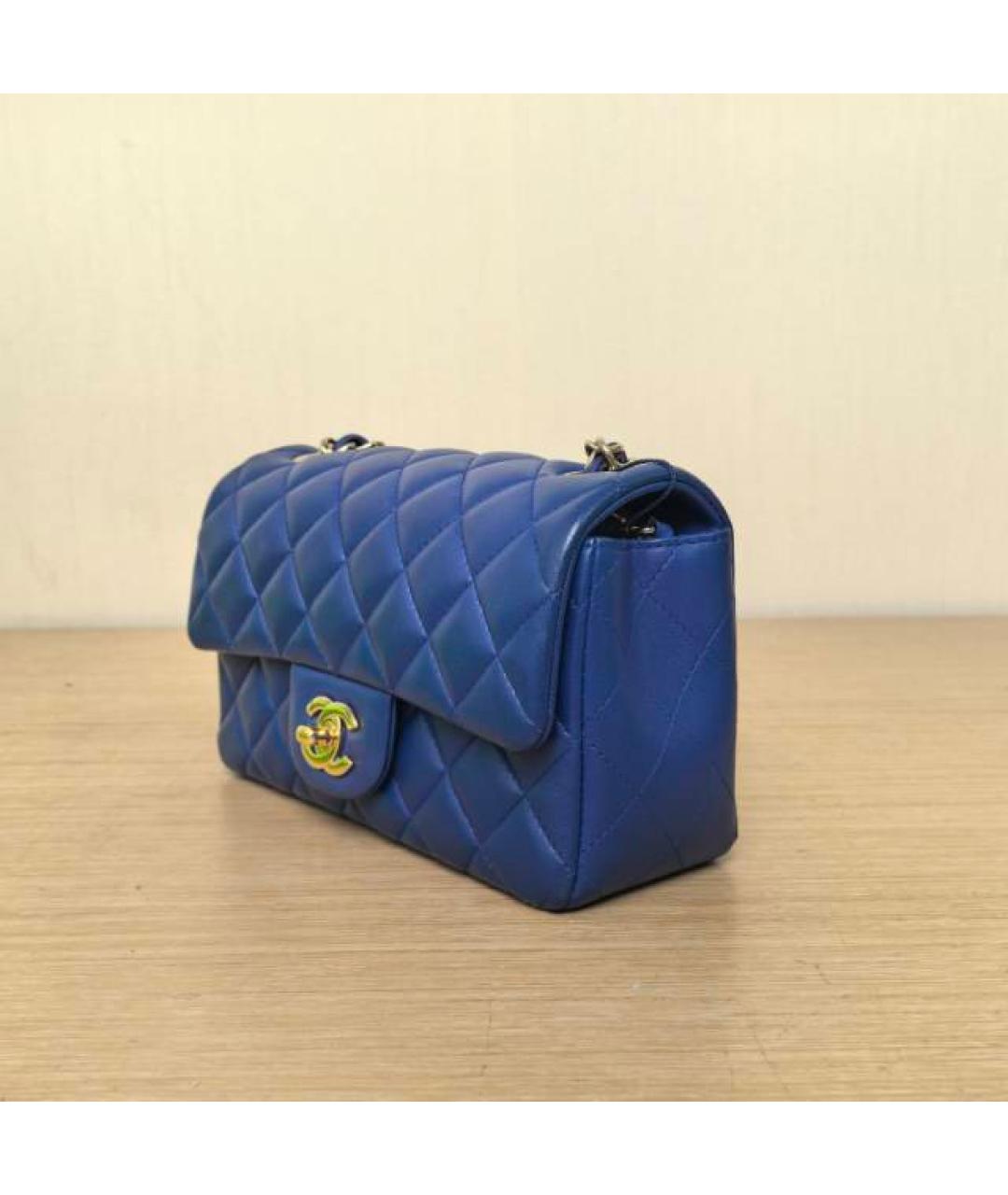 CHANEL Темно-синяя кожаная сумка через плечо, фото 8