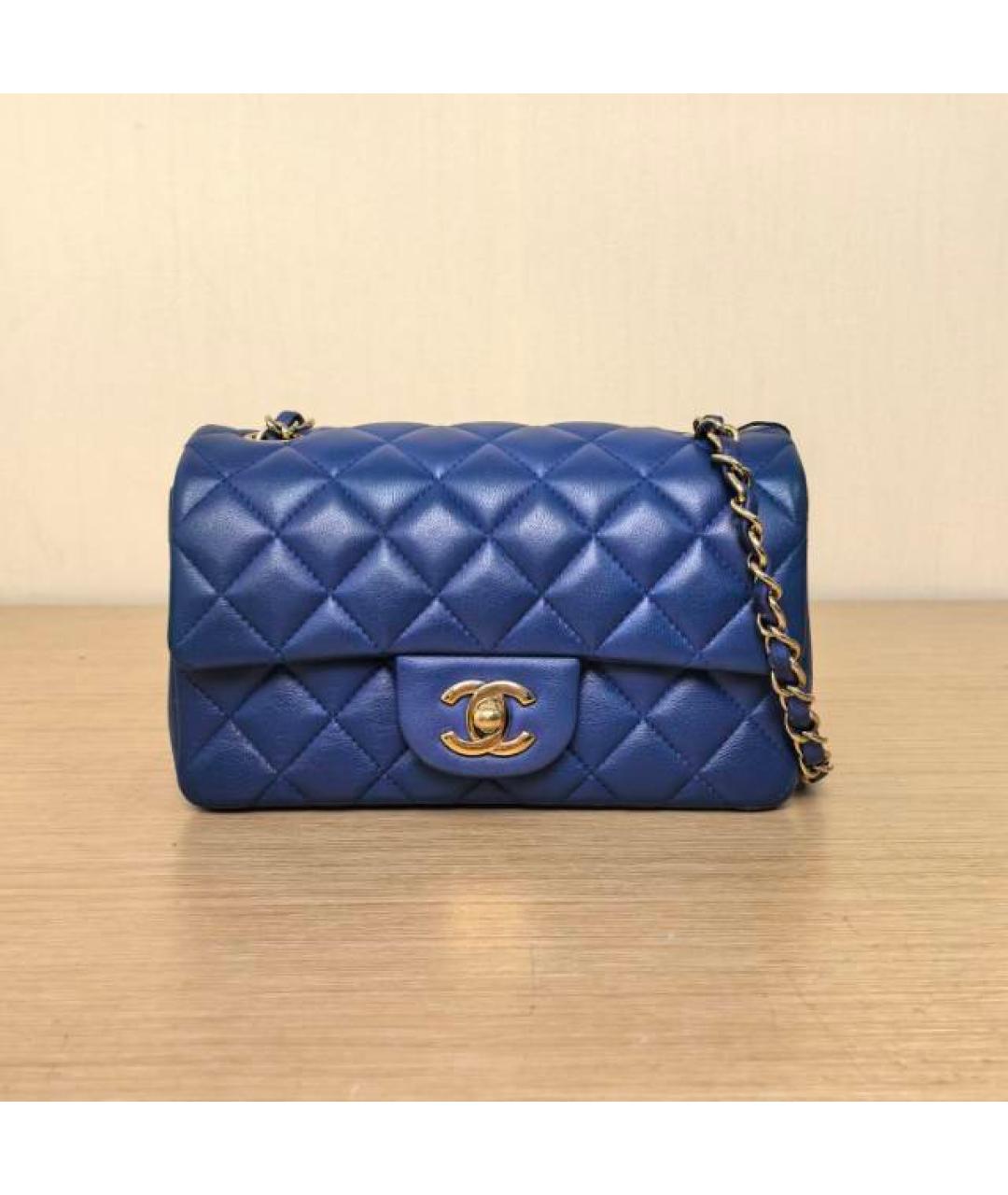 CHANEL Темно-синяя кожаная сумка через плечо, фото 7