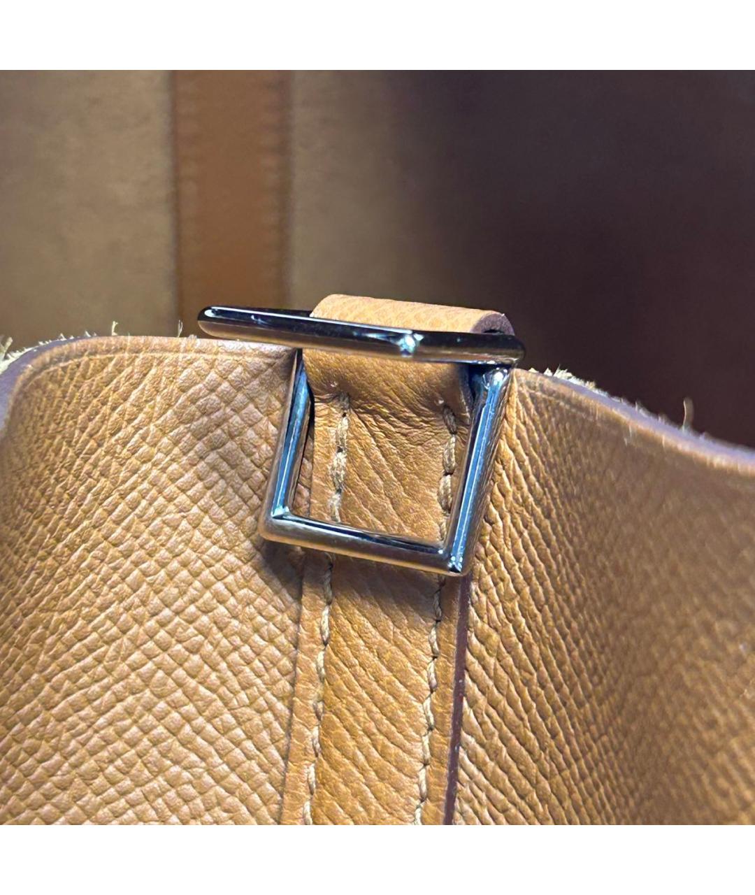 HERMES Коричневая кожаная сумка через плечо, фото 9