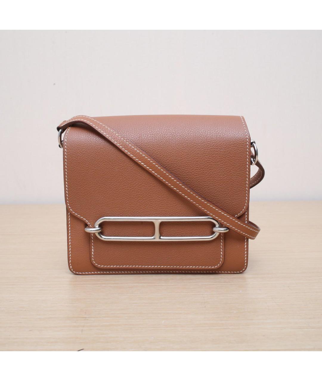 HERMES Коричневая кожаная сумка через плечо, фото 3