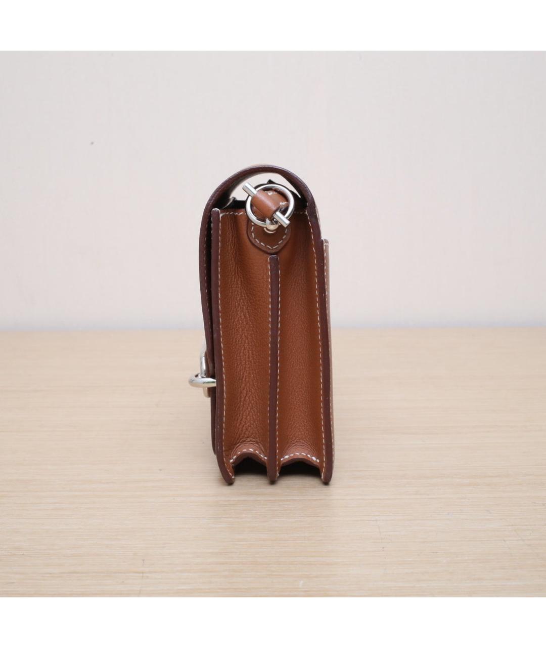 HERMES Коричневая кожаная сумка через плечо, фото 5