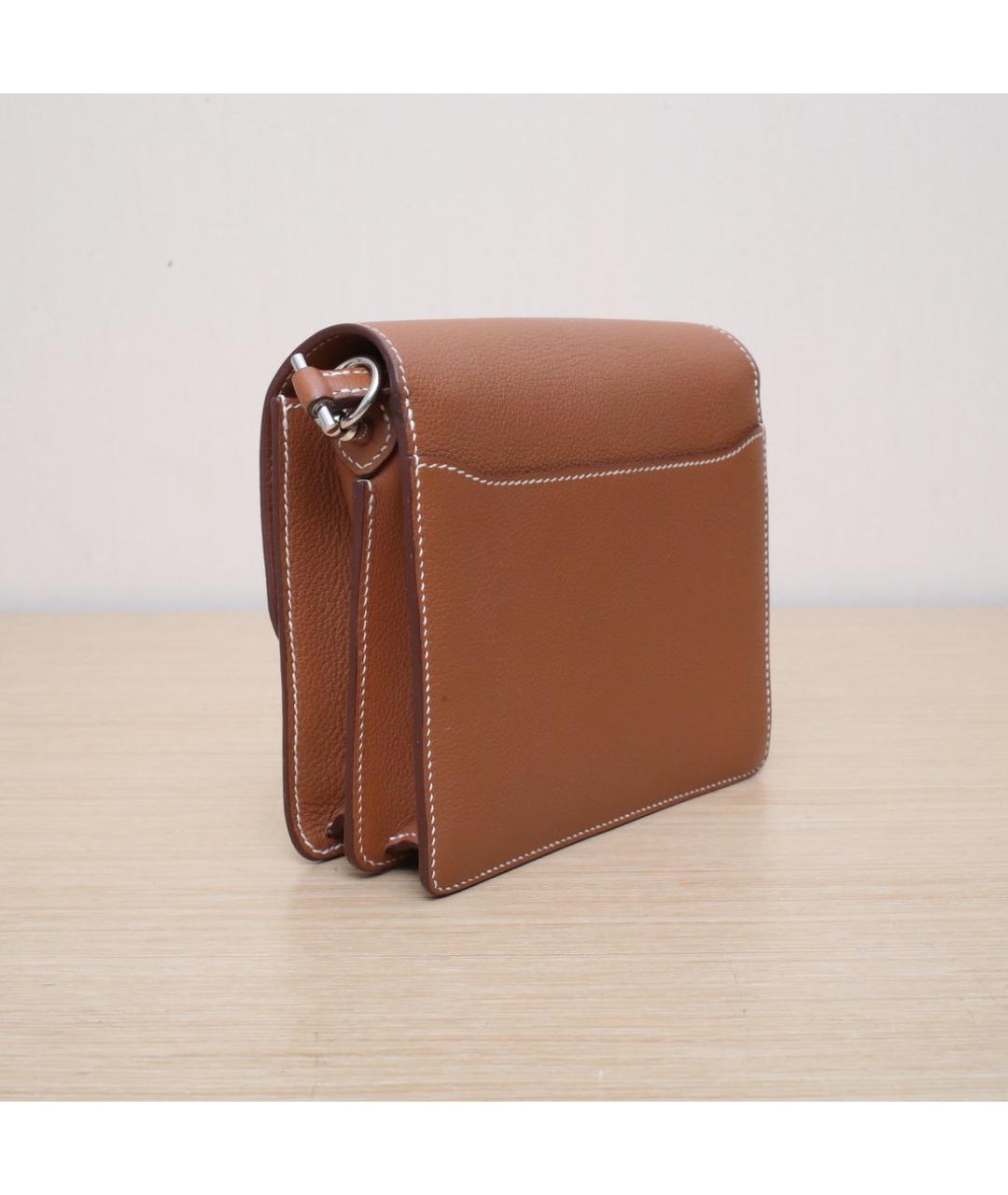HERMES Коричневая кожаная сумка через плечо, фото 6