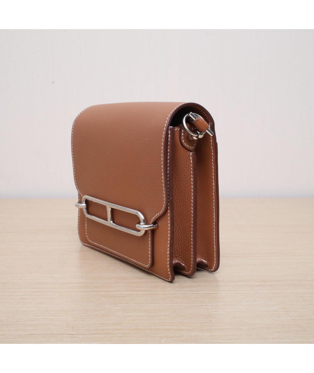 HERMES Коричневая кожаная сумка через плечо, фото 4