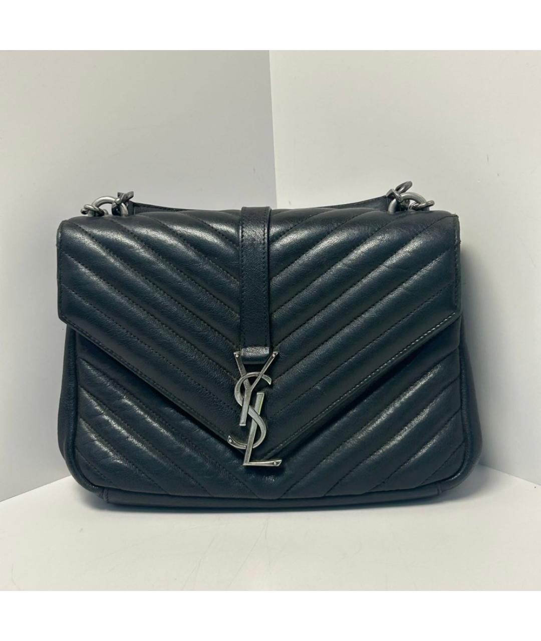 SAINT LAURENT Черная кожаная сумка через плечо, фото 7