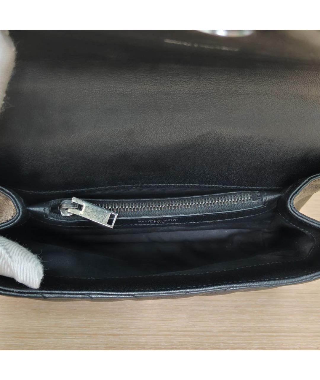 SAINT LAURENT Черная кожаная сумка через плечо, фото 6